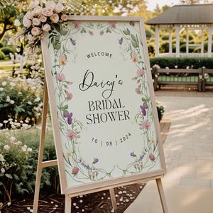 Baby in Bloom Willkommensschild, Babyparty-Wildblumenschild, Blumen-Babypartyschild, Wildblumen-Babypartyschild, Mädchen-Duscheschild-Vorlage