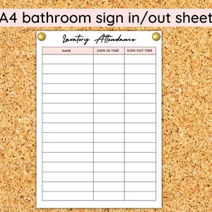 Bathroom Sign in Sheet Printable Sign in Sign Out Template - Etsy Australia