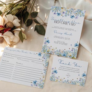 Something Blue Before I Do Bridal Shower Bundle, Dusty Blue Wedding Shower Invitation, Blue Wildflower Shower Invitation, Bridal Suite
