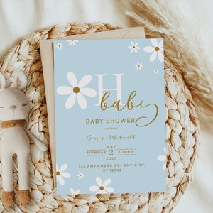Daisy babyshowersuitnodiging, Oh Baby Daisy babyuitnodiging, Boho Daisy babyshoweruitnodiging, schattige Daisy-uitnodiging, Little Cutie Invite