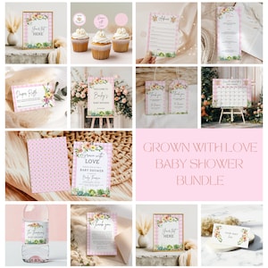 Locally Grown Baby Shower Bundle, Farmers Market Baby Shower Bundle, Grown With Love Farmers Market Baby Shower Bundle, Editable Templates