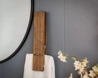 Modern Bathroom Towel Holder Wooden Giant Towel Clip Wall Mounted Bathroom Towel Storage Rural Style Large Clothespin Hook