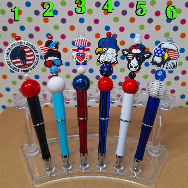 Custom Made Focal Beaded Pens (4th of July *J1)