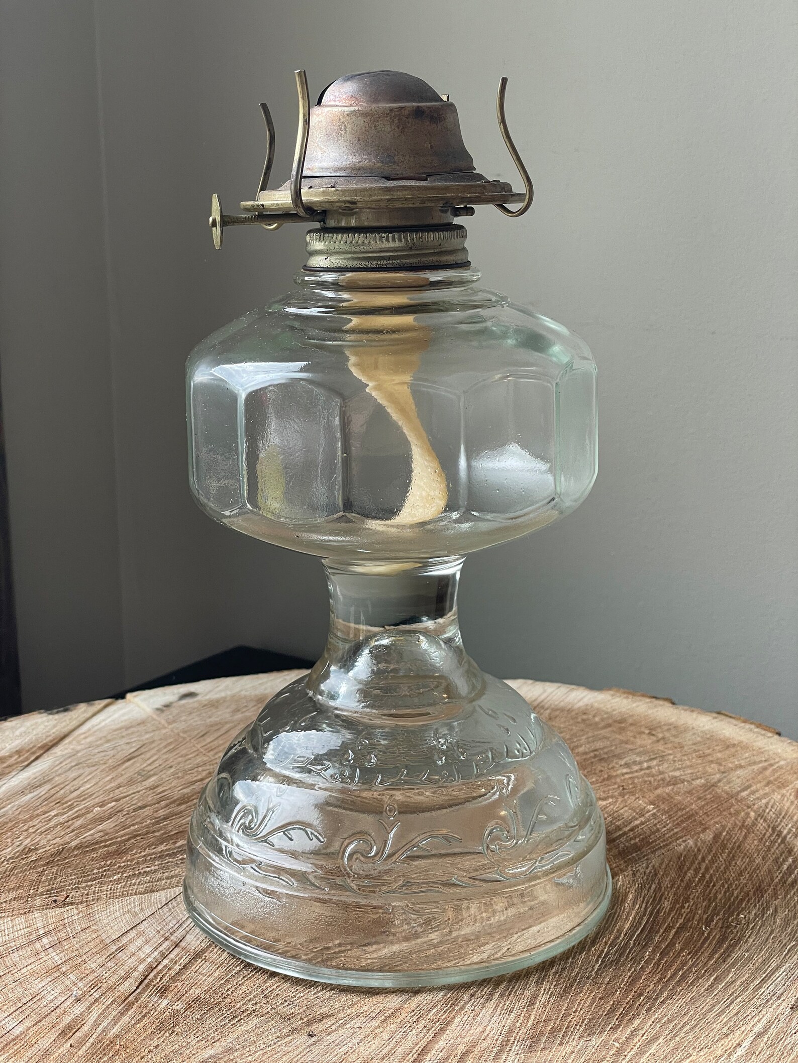 Antique Eagle Clear Glass Oil Lamp Mid Century 1960s Risdon Etsy Canada