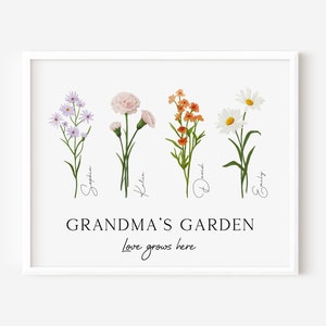 Mothers Daygift Birth Flower Print Personalized Gifts For Grandma Cottagecore Mother Day Gifts For Grandmas Garden Birthday Gift