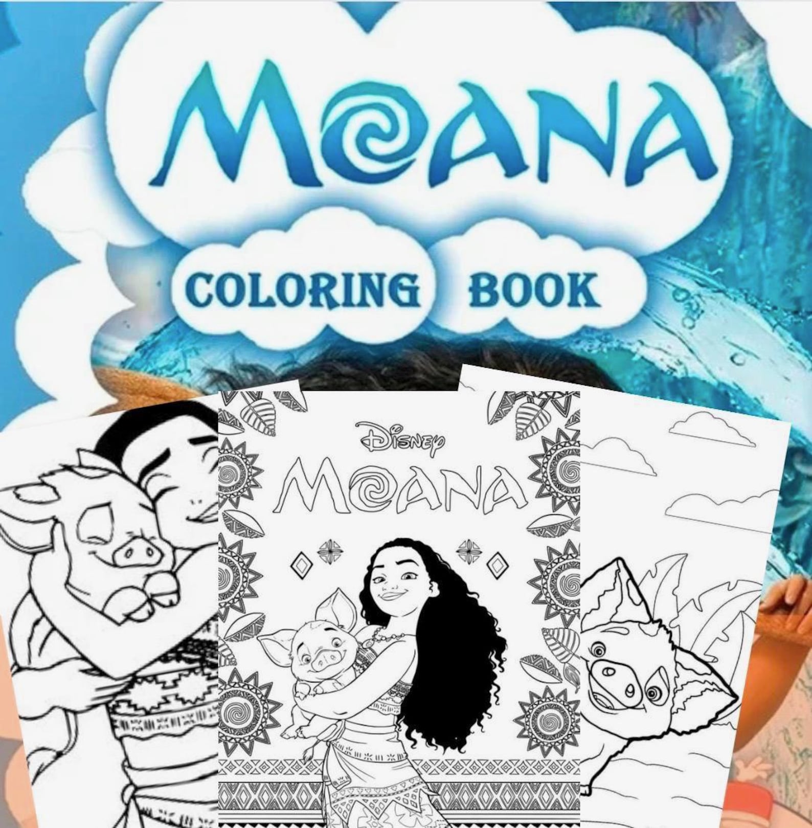 Moana Coloring Pages, Princess Moana Cartoon Cliparts Coloring Book ...