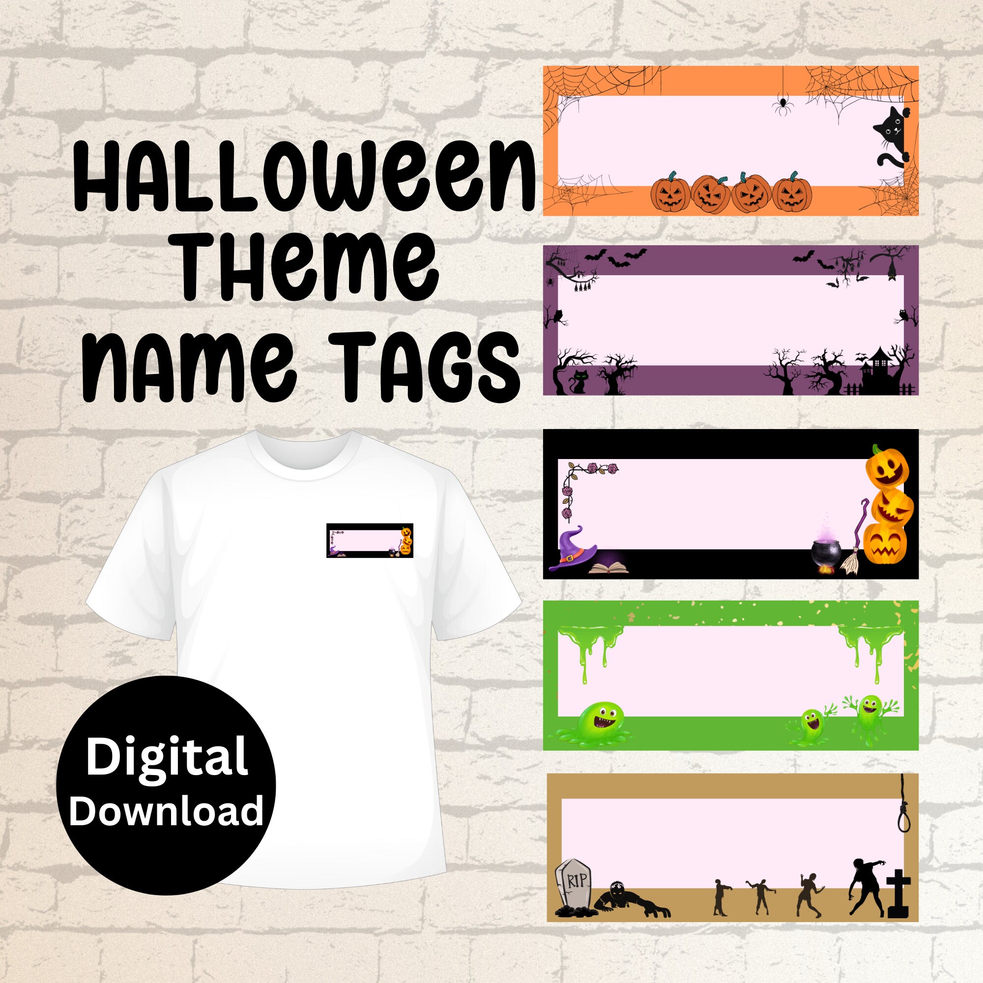 halloween-name-tags-holiday-working-employee-custom-pins-printable-sublimation-designs-etsy for Free Printable Halloween Name Tags Halloween Name Tags Holiday Working Employee Custom Pins Printable Sublimation Designs - Etsy for Free Printable Halloween Name Tags