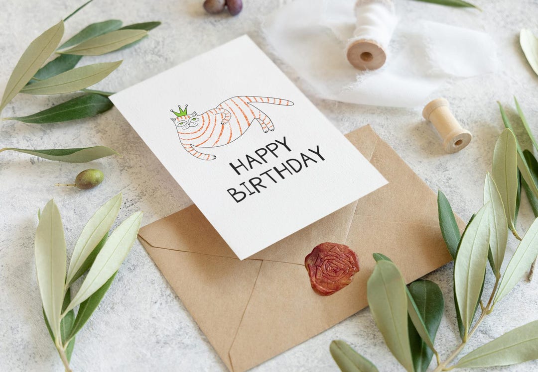 Printable Cat Birthday Card – Instant Download Digital Birthday Card ...