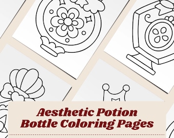 Potion Bottle Coloring Pages - Aesthetic Witchy Printable - Cute Kawaii Coloring Sheets - Digital Download for Teens & Adults