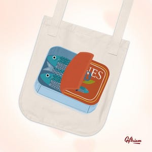 Fischer Ästhetische Sardinendose Bio-Leinwand Tote Nautische Vintage Stil Umweltfreundliche Markttasche Küstenfischerei Vibes Wiederverwendbarer Lebensmittelgeschäft