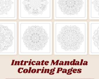 Komplizierte Mandala Malvorlagen | Digitaler Download zum Stressabbau, Achtsamkeit, Entspannung | PDF zum Ausdrucken als Malbuch für Erwachsene
