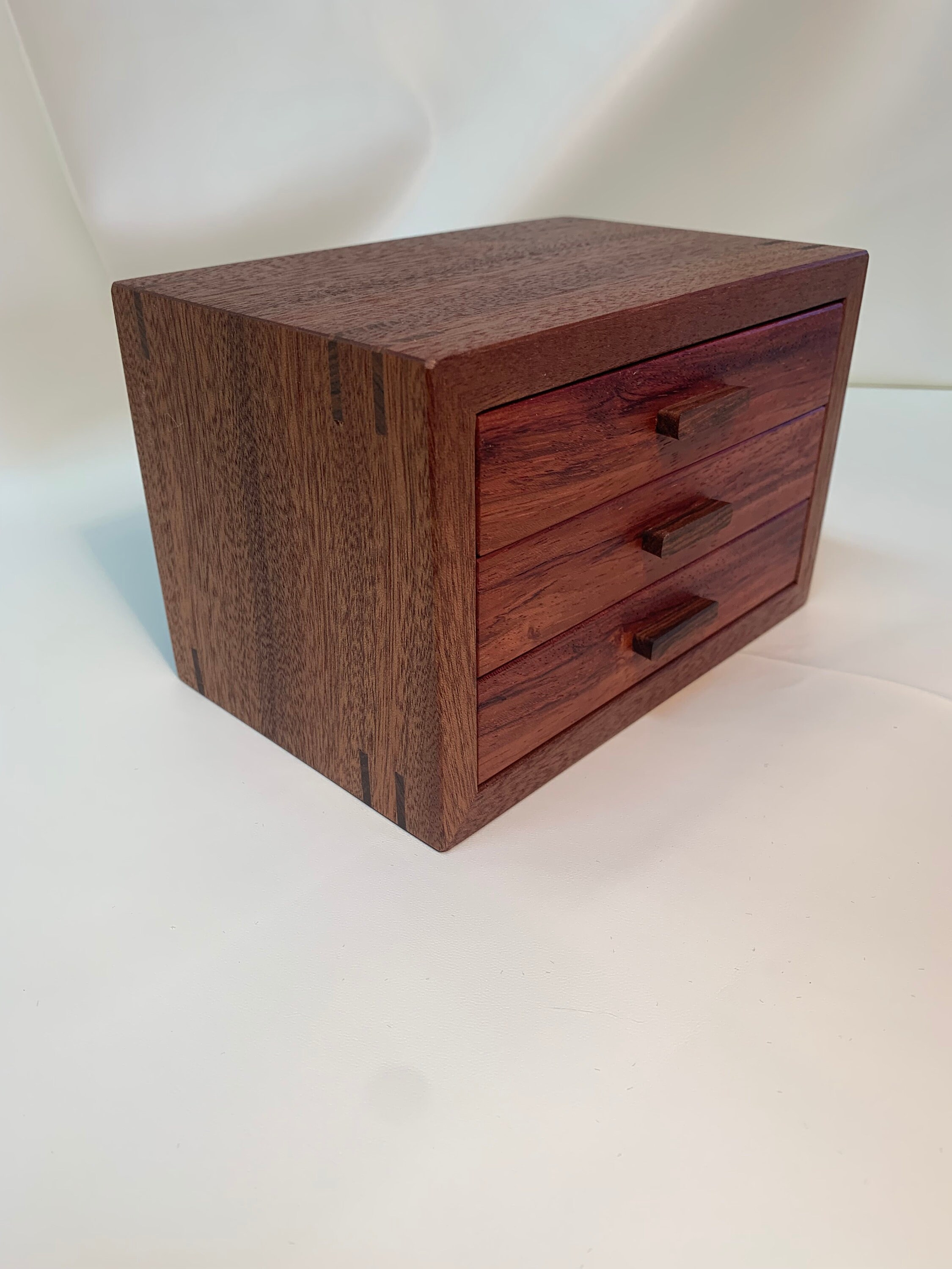 Handmade Wood Keepsake Box 3 Drawer Etsy