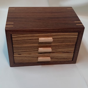 Handmade Hardwood Jewelry Box - 3 Drawer