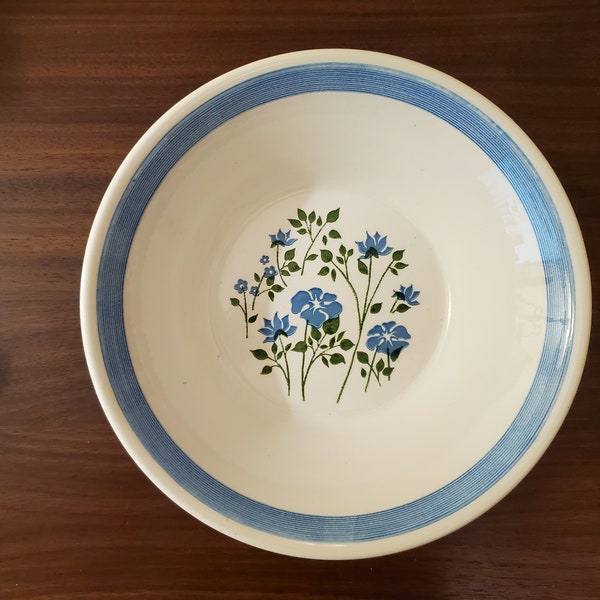 Vintage Blue & White Floral Serving Bowl