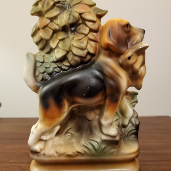 Vintage Ardco Bookend Ceramic Beagle Hunting Dog With Rabbit in Mouth
