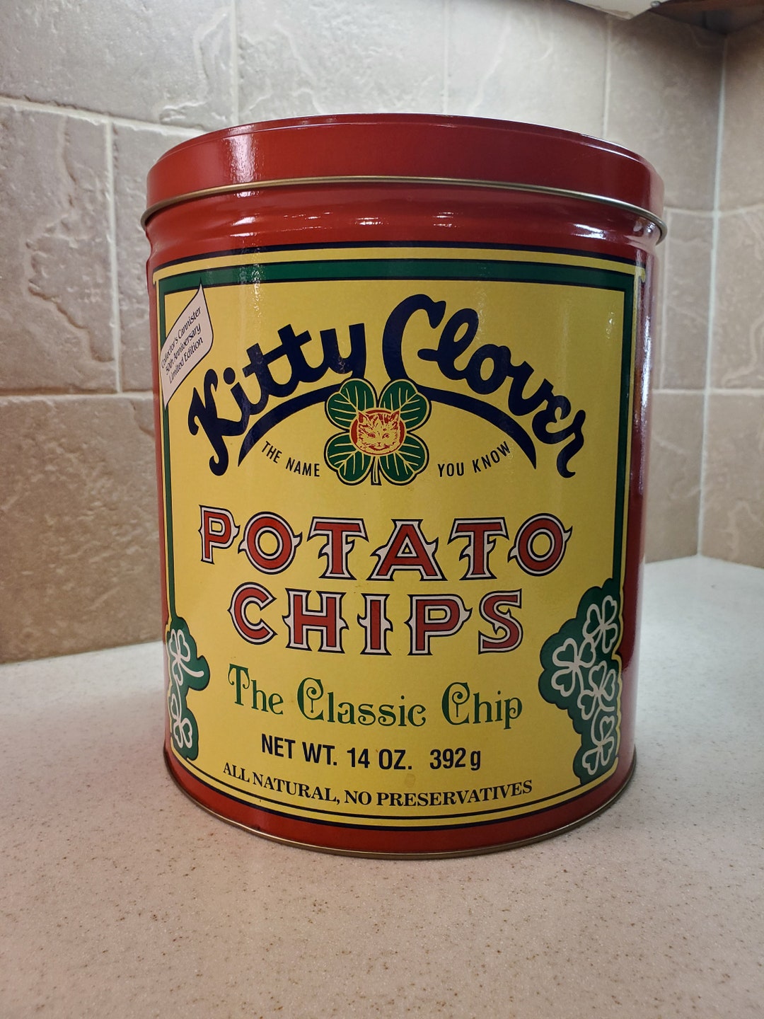 Vintage Kitty Clover Potato Chip Tin Collectible 50th Etsy