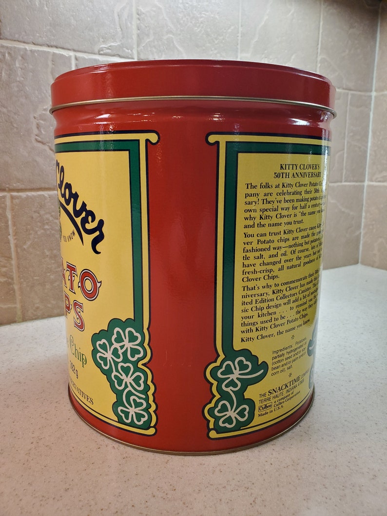 Vintage Kitty Clover Potato Chip Tin Collectible 50th Etsy