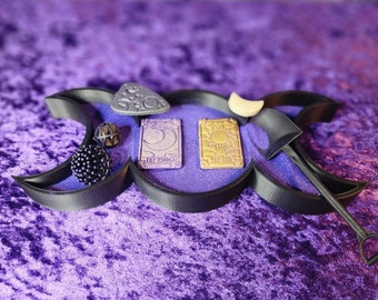 Triple Moon Zen Garden |Witchy Zen Garden |Cottagecore Garden | Goth |mushrooms| Sand Table |Tea cups|Tarot | Planchette| Lunar | Fidget Toy