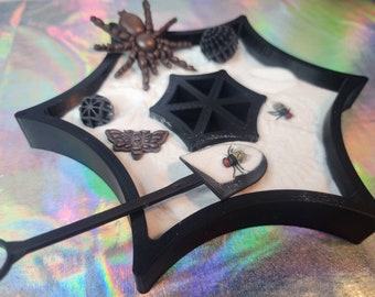 Spider Web Zen Garden | Spooky Zen Garden |  Tarantula Fidget Toy | SpiderWeb Desk Toy | Halloween Decor | Creepy | Goth | Bugs | Arachnids