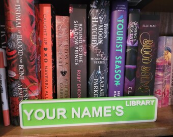 Custom Library Road Sign |Bookish Gift Nameplate | Street Sign for Bookshelf | Personalized Gift for Readers |Unique Nametag for Kids Room|