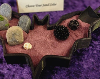 Goth Zen Garden | Bat Zen Garden | Play Sand for Adults | Anti-Anxiety | Calming | Stress Relief | Unique Gift | Punk Emo Alternative |Grave