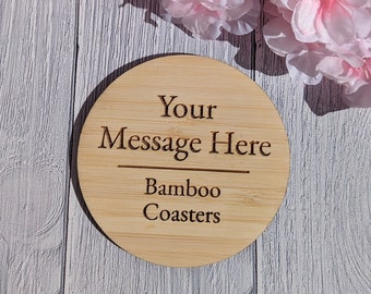 Personalised Bamboo Coasters - Sustainable Gift for Any Occasion, Custom Coasters, Eco Friendly Coasters, Father's Day Gift