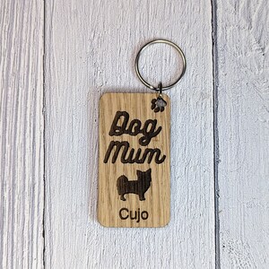 Personalised Chihuahua Dog Mum Wooden Keyring | Oak Dog Keychain | Gift For Chihuahua Parent | Doggy Key Tag Gift