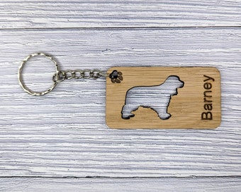 Personalised Cocker Spaniel Oak Keychain: Dog Lover Gift