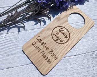 Personalised Oak Door Hanger: Creative Zone, Quiet Please