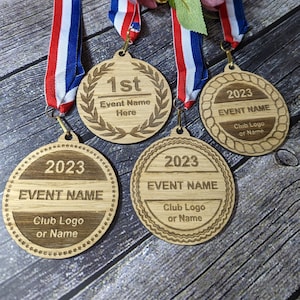 Personalised Large Double Sided Wooden Medals, Free Design Service, Marathon Medal, Boxing Medal, Walking Medals, Hockey Medals, Run Medals