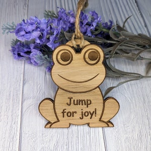 Wooden Frog Bauble | Jump For Joy | Can Be Personalised | Oak Veneered MDF