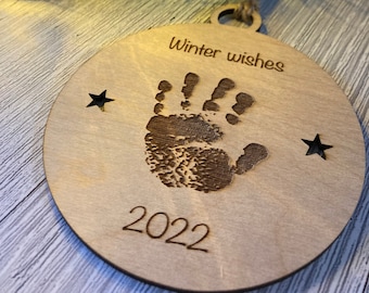 Personalised Baby Hand Print Bauble | Baby’s First Christmas Decoration | Design Your Own Bauble For New Parents