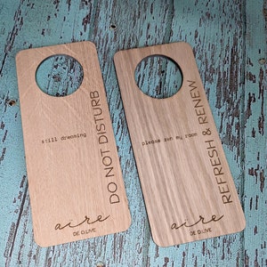 Hotel Door Hangers - Free Design Service, Wooden &quot;Please Clean the Room&quot; and &quot;Please Do Not Disturb&quot; Door Signs, Hotel Sign, Bedroom Signs