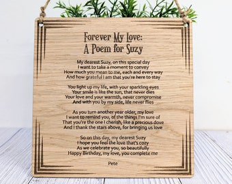 Custom Poem & Message Sign | Oak Veneer MDF | Personalised Wall Art | Thoughtful Home and Office Decor, Eco-Friendly Design, Engraved Plaque