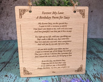 Wooden Poem Sign, Personalised - Custom Poem Gift for Anniversary, Birthday, Wedding, Proposal, Fathers Day Gift