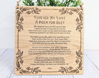 Engraved Poem Sign: Custom Oak Veneer Art Deco Decor