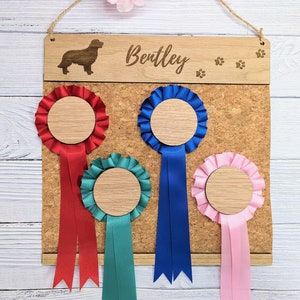 Personalised Golden Retriever Rosette Holder - Custom Dog Show Award Display - Handcrafted Wooden Keepsake for Pet Lovers