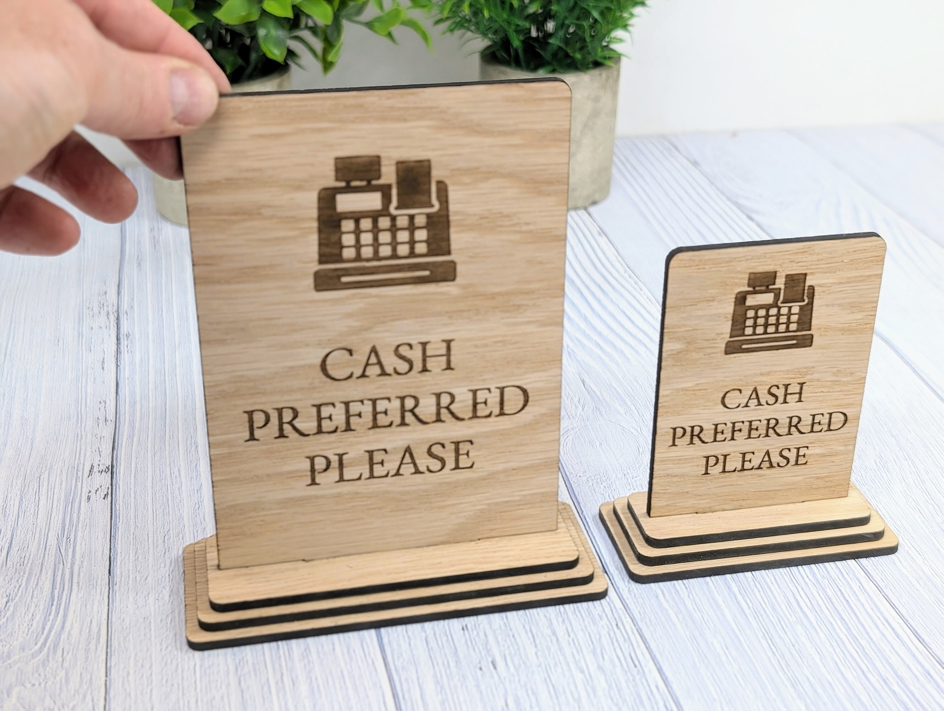 Wooden Freestanding Table Sign 'cash Preferred' - Perfect for Shops ...