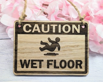 Wooden Caution Wet Floor Sign: Eco-Friendly Indoor Warning
