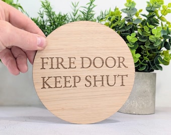 Wooden Fire Door Sign – Circular Oak Veneered Signage