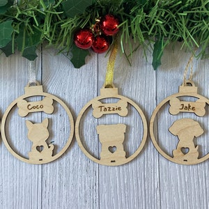Personalised Dog Christmas Ornament: Wooden Pet Memorial Decoration