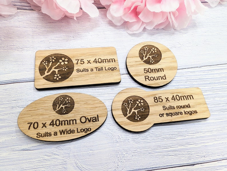 Wooden Name Badges, Custom Oak Veneered Business & Retail, Eco-Friendly, Multiple Sizes/Attachments, Personalised Delegate Badges image 3