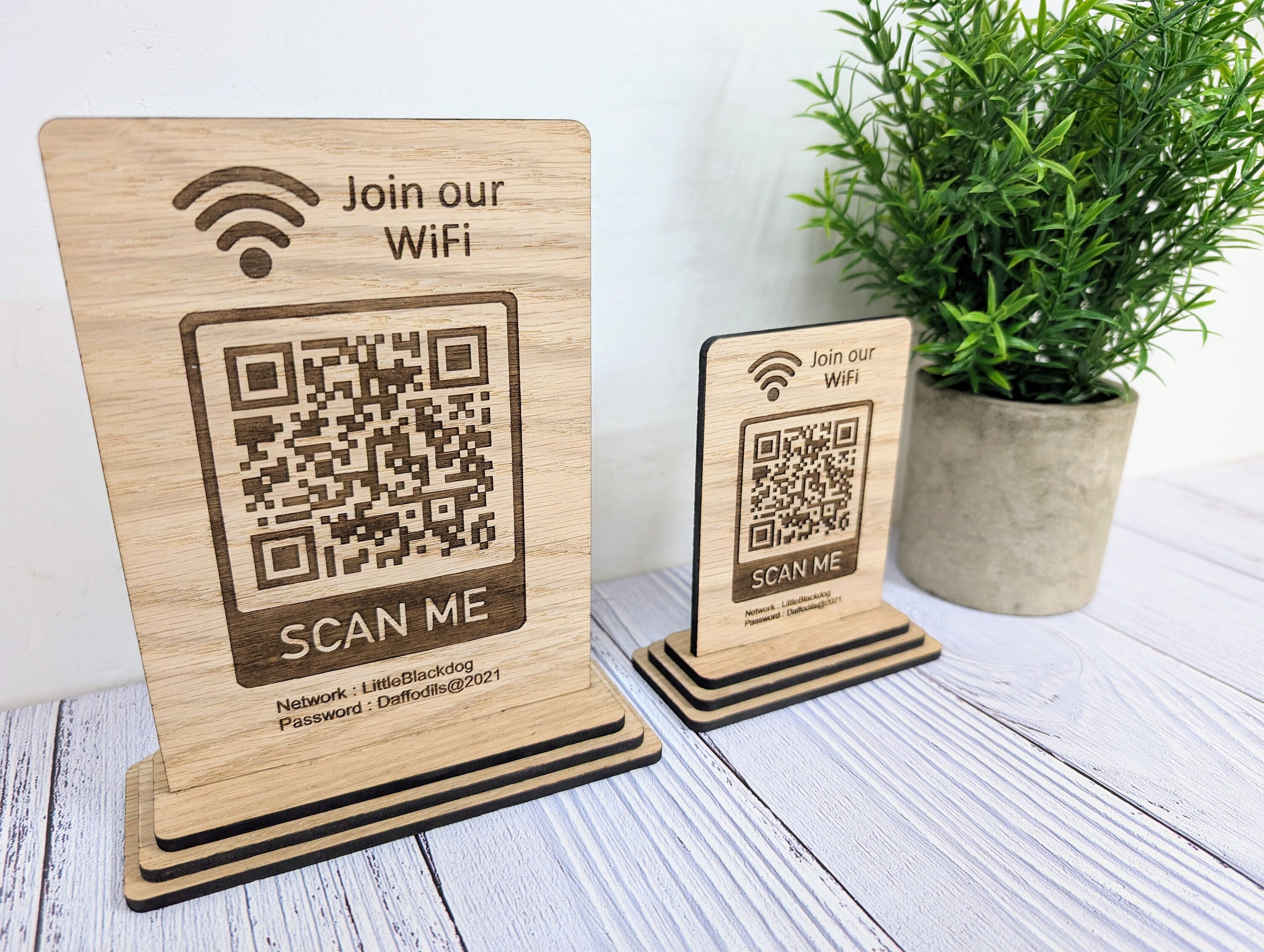 Wooden Wifi QR Code Sign, Eco-friendly Custom Network Name and Password ...