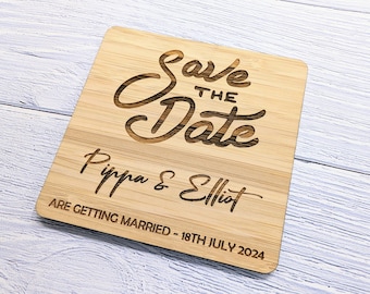 Personalised Bamboo Save The Date Coasters: Unique Wedding Favors