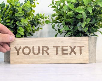 Personalised Oak Veneer Door Sign: Custom Text Wooden Wall Plaque