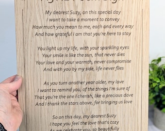 Custom A3 Wooden Poem Sign XL - Personalised Engraving, Perfect for Longer Verses, Home or Office Decor, Sustainable Timber, Eco-Friendly