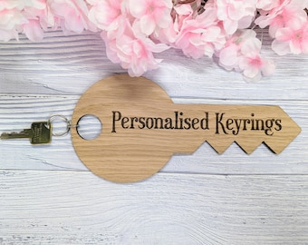 Oversized Key-Shaped Wooden Keyring - 297x138mm - Custom Engraved Text - Perfect for Special Events or Unique Gifts