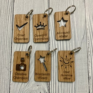 Employee Appreciation Gifts | Personalised Employee Recognition Keyrings | Engraved Wooden Staff Appreciation Keyrings