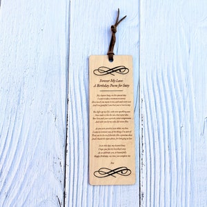 Marque-page poème personnalisé en bois - rédaction de poèmes professionnelle, cadeau poème personnalisé, anniversaire de mariage, mariage, demande en mariage, fête des pères