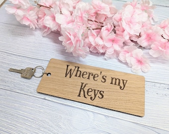 Lost Keys Gift - Extra-Large Wooden Keyring with Engraved Message